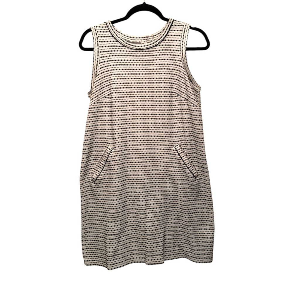 LOFT Black and White Striped Mini Petite Dress